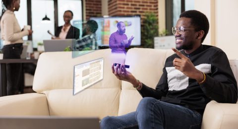 Startup manager working with artificial intelligence